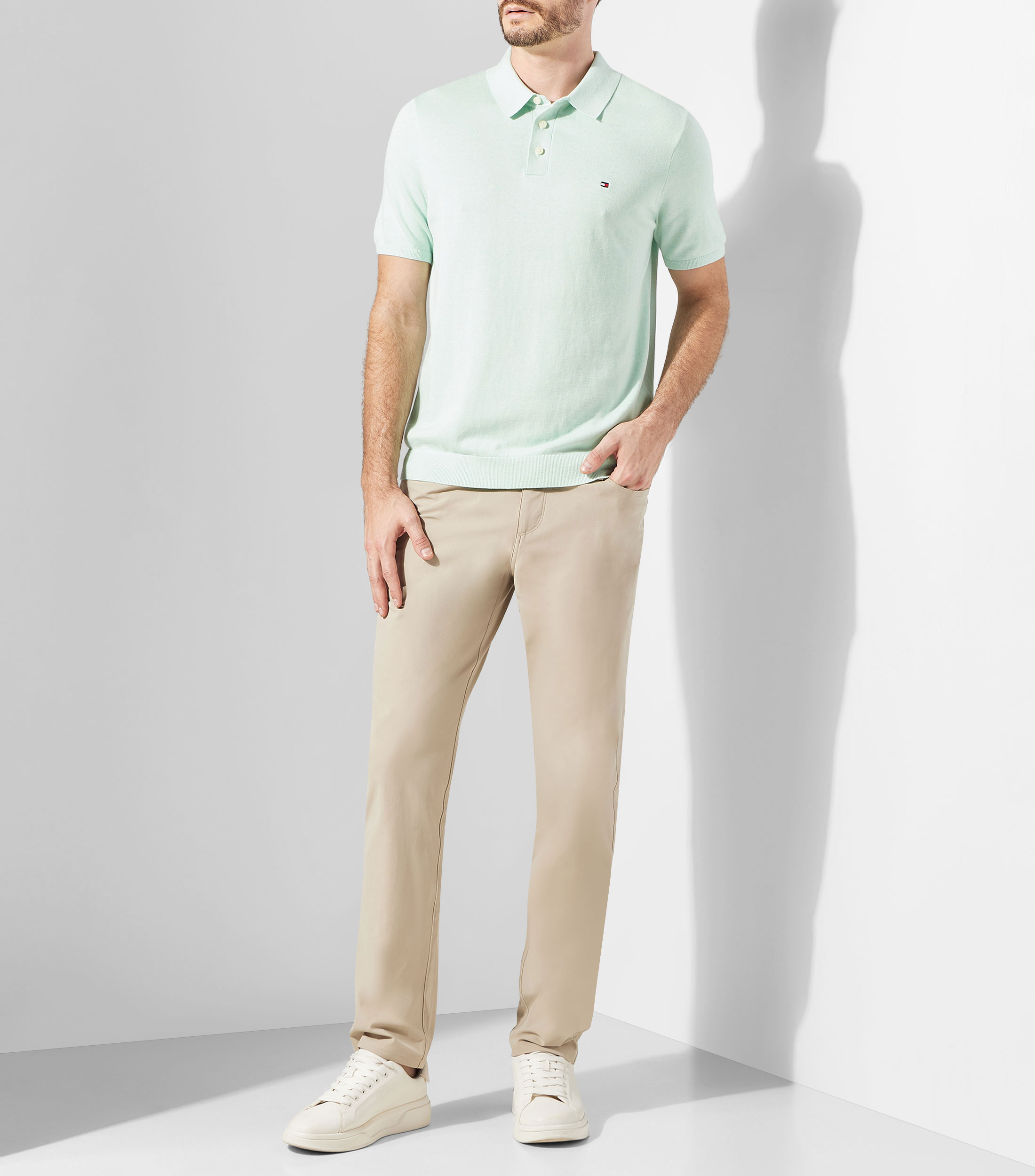 Playera tipo Polo manga corta con microdiseños Hombre